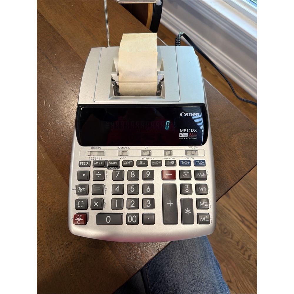 Canon MP11DX Printing Calculator 12 Digit Ribbon Black Red Print Adding Machine